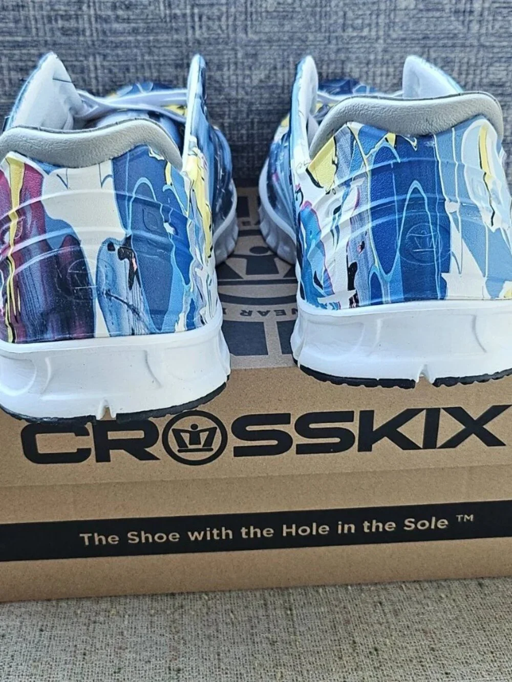 Crosskix Shoes Confetti Blue Waterproof Summer Sneaker Lace Up Size 6US 38EU Box